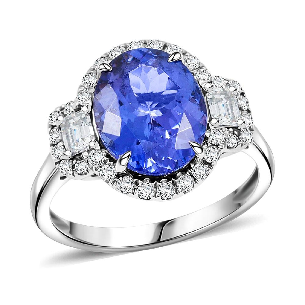 shop lc Modani AAA Tanzanite and VS2 Diamond 4.40 ctw Ring in 14K White Gold