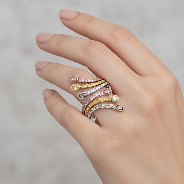Shop Lc Modani Closeout 14K Tri-Color Gold Multi Color Diamond (SI) Ring (4.65 G) 1.23 Ctw