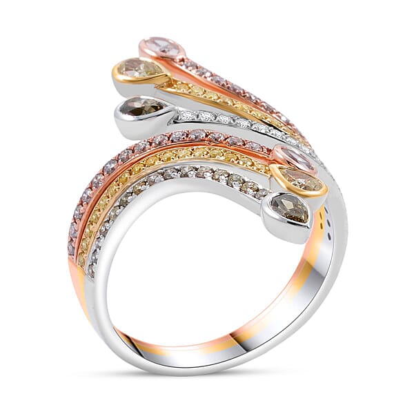 Shop Lc Modani Closeout 14K Tri-Color Gold Multi Color Diamond (SI) Ring (4.65 G) 1.23 Ctw