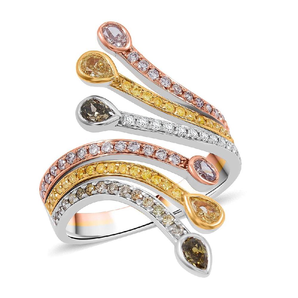 shop lc Modani Closeout 14K Tri-Color Gold Multi Color Diamond (SI) Ring (4.65 g) 1.23 ctw