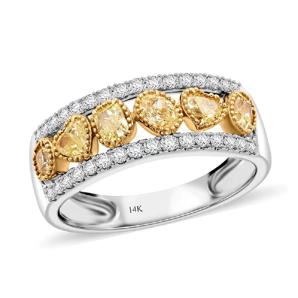 shop lc Modani Closeout Natural Yellow and White Diamond 1.00 ctw Ring in 14K White & Yellow Gold