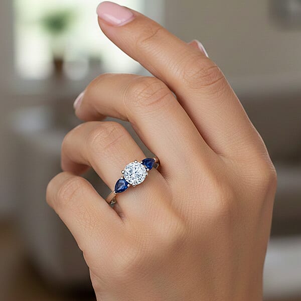 Shop Lc Modani Diamond And Blue Sapphire 1.03 Ctw Ring In 950 Platinum
