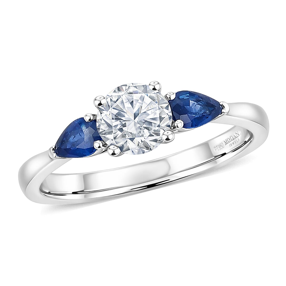 shop lc Modani Diamond and Blue Sapphire 1.03 ctw Ring in 950 Platinum