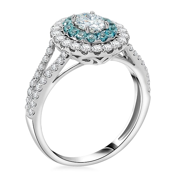 Shop Lc Modani Diamond Brazilian Paraiba Tourmaline Ring In 950 Platinum 1.37 Ctw