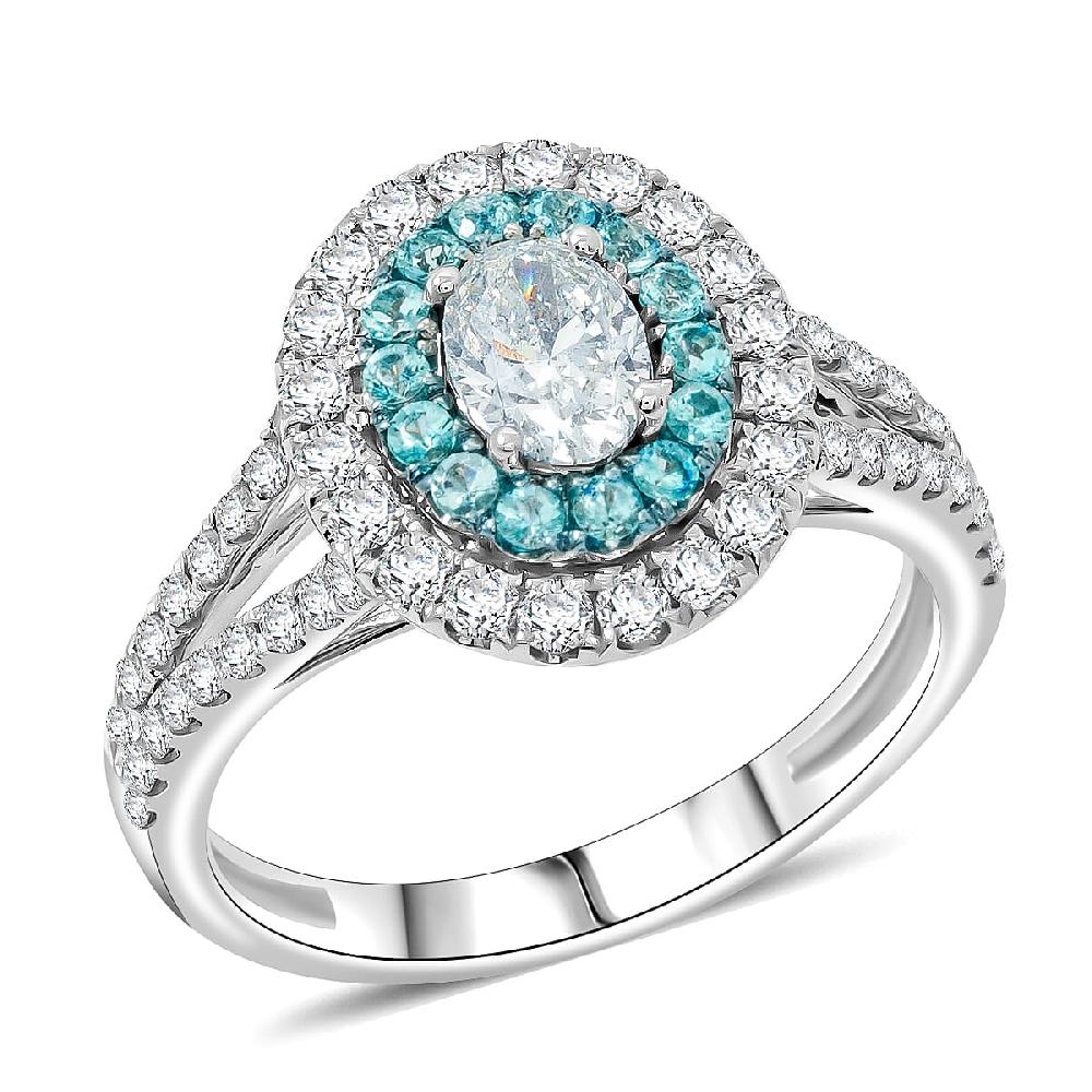 shop lc Modani Diamond Brazilian Paraiba Tourmaline Ring in 950 Platinum 1.37 ctw