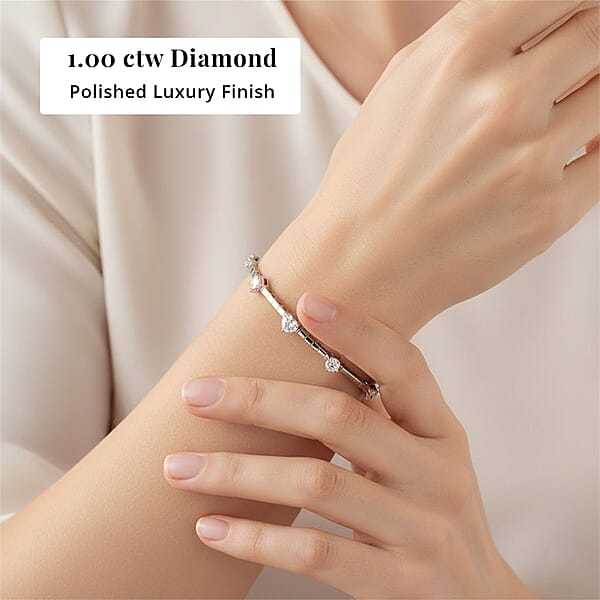 Shop Lc Modani E-F VS Diamond 1.00 Ctw 7 Inch Bangle Bracelet In 18K White Gold With Total Metal Weight (8.20 G) Including Titanium Spring Weight 0.60 G Diamond Jewelry Anniversary Gift For Her