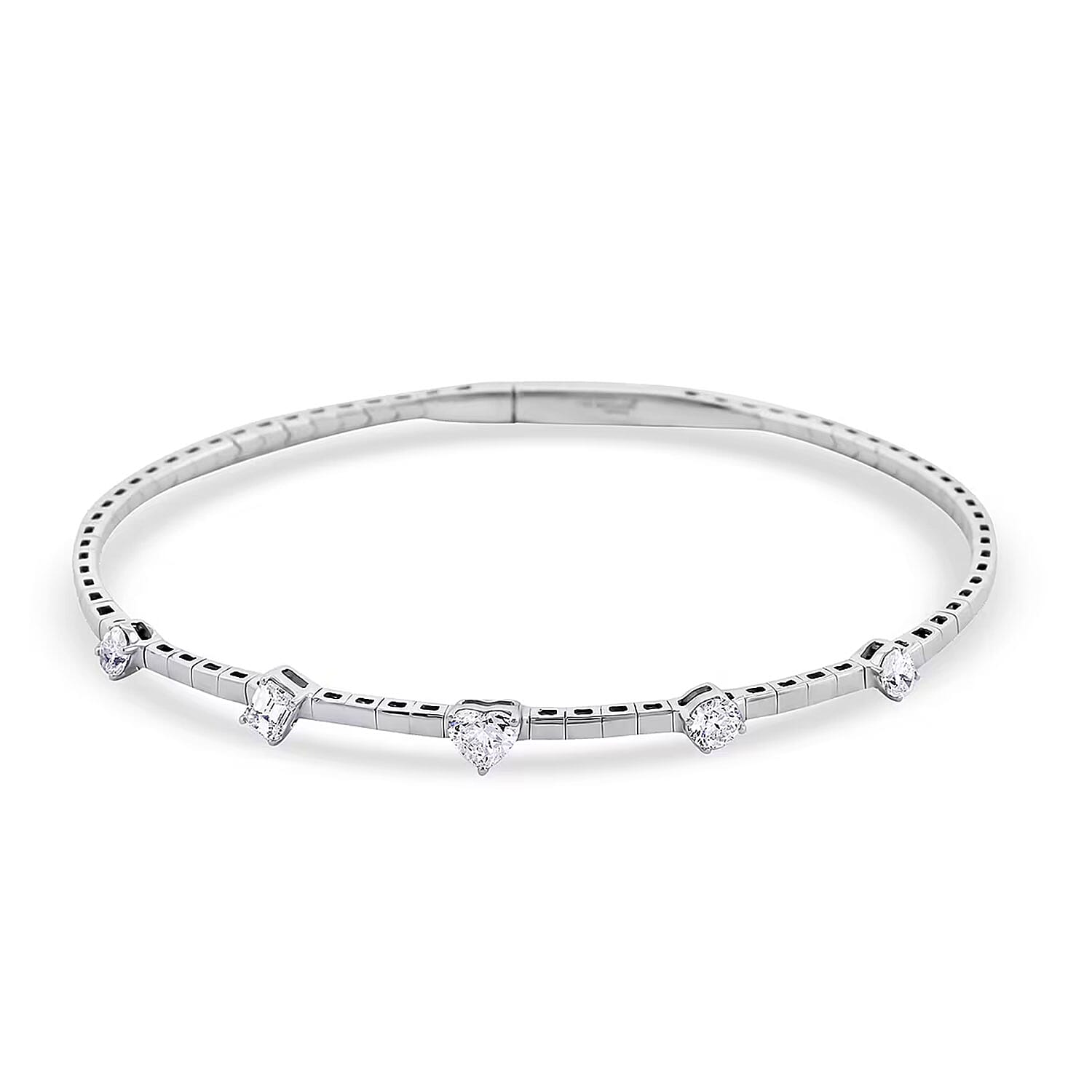 shop lc Modani E-F VS Diamond 1.00 ctw 7 Inch Bangle Bracelet in 18K White Gold With Total Metal Weight (8.20 g) Including Titanium Spring weight 0.60 g Diamond Jewelry Anniversary Gift For Her