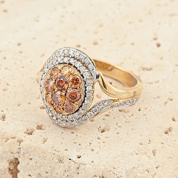 Shop Lc Modani Fire Orange Diamond Ring In 10K Yellow Gold 1.00 Ctw