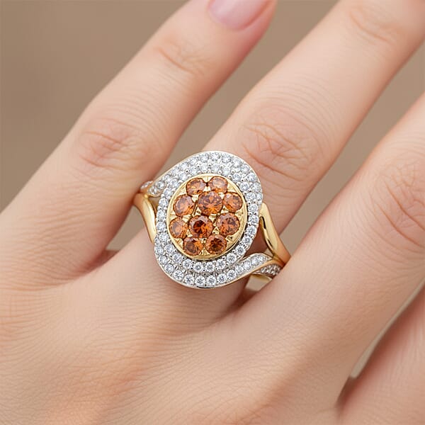 Shop Lc Modani Fire Orange Diamond Ring In 10K Yellow Gold 1.00 Ctw
