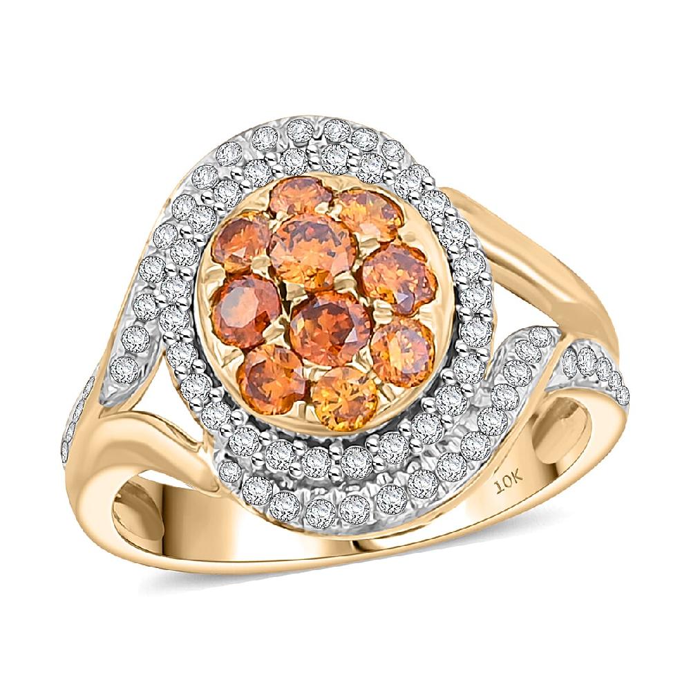 shop lc Modani Fire Orange Diamond Ring in 10K Yellow Gold 1.00 ctw