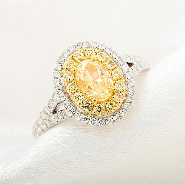 Shop Lc Modani I2-I3 Natural Yellow And White Diamond 1.15 Ctw Ring In 18K Yellow And White Gold