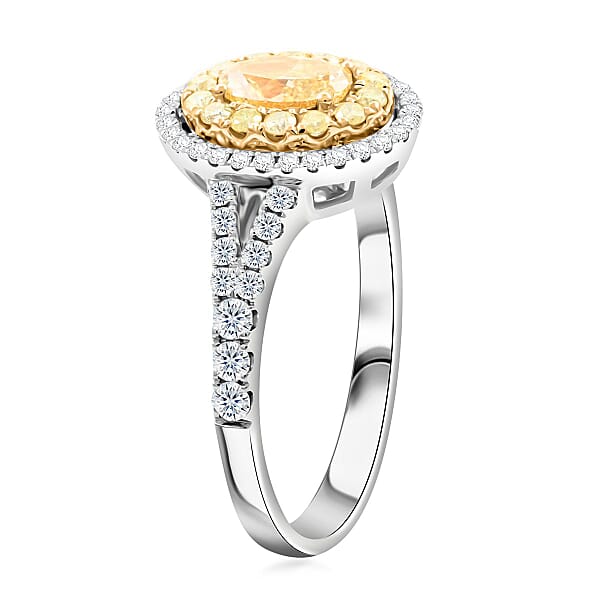 Shop Lc Modani I2-I3 Natural Yellow And White Diamond 1.15 Ctw Ring In 18K Yellow And White Gold