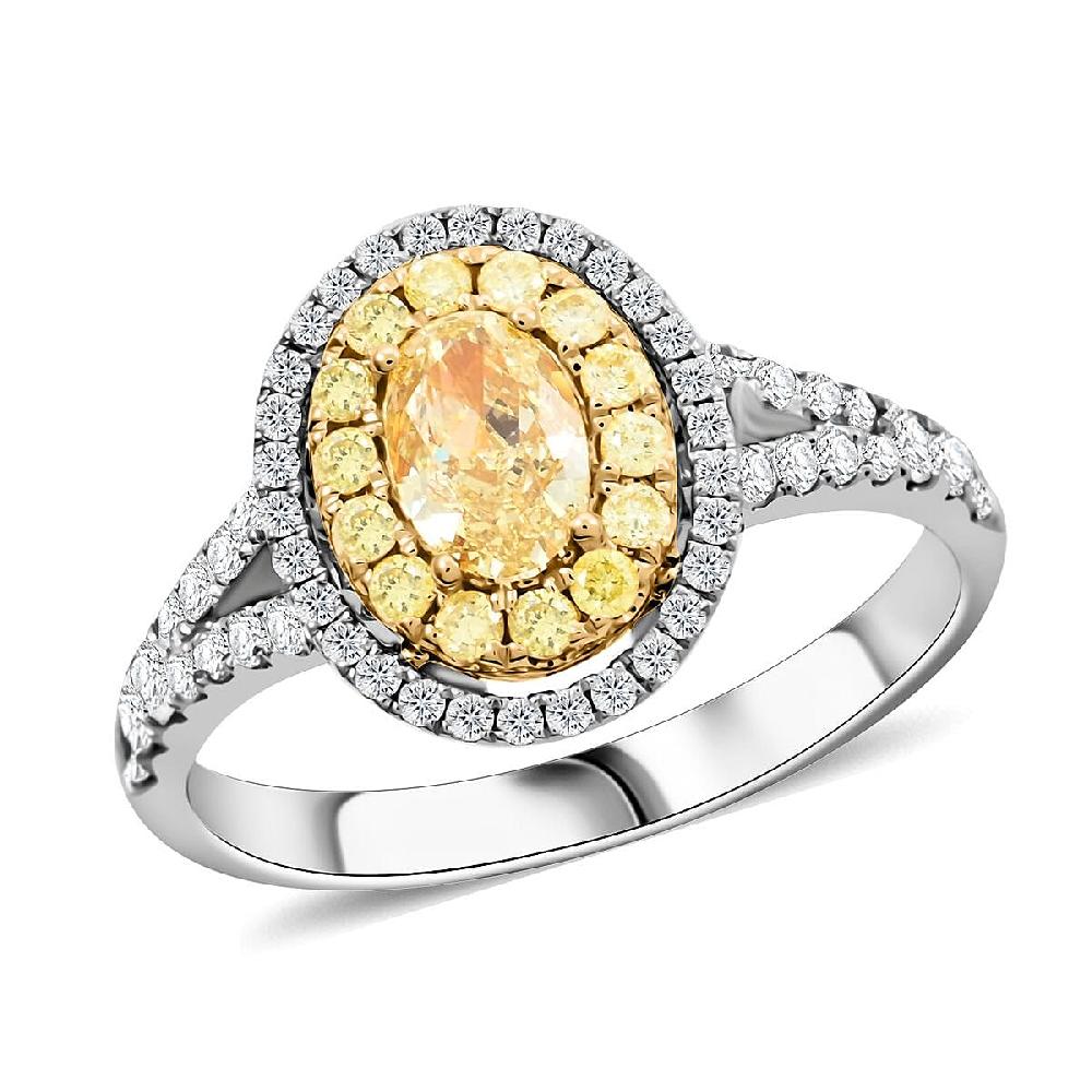 shop lc Modani I2-I3 Natural Yellow and White Diamond 1.15 ctw Ring in 18K Yellow and White Gold