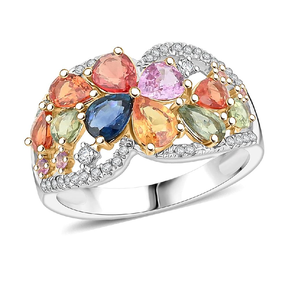 shop lc Modani Multi Sapphire and Diamond 2.38 ctw Ring in 950 Platinum and 18K Yellow Gold 5.72 Grams