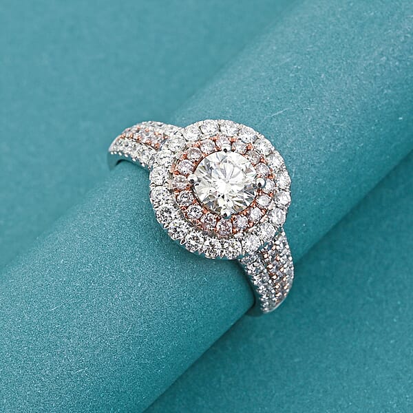 Shop Lc Modani Natural Pink And White Diamond 1.49 Ctw Ring In 950 Platinum And 14K Rose Gold 5.10 Grams
