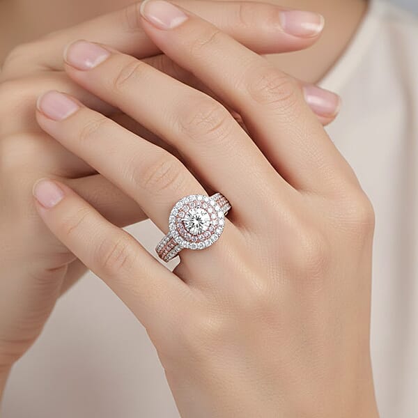 Shop Lc Modani Natural Pink And White Diamond 1.49 Ctw Ring In 950 Platinum And 14K Rose Gold 5.10 Grams