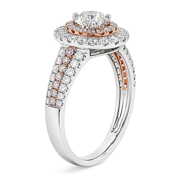 Shop Lc Modani Natural Pink And White Diamond 1.49 Ctw Ring In 950 Platinum And 14K Rose Gold 5.10 Grams