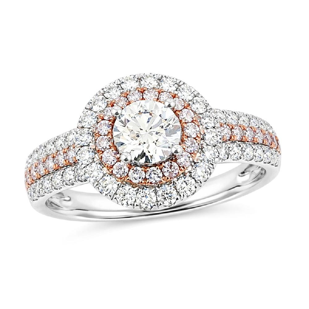 shop lc Modani Natural Pink and White Diamond 1.49 ctw Ring in 950 Platinum and 14K Rose Gold 5.10 Grams