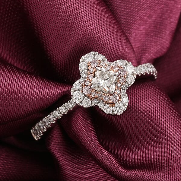 Shop Lc Modani Natural White And Pink Diamond G VVS 0.56 Ctw Ring In 950 Platinum 4.74 Grams
