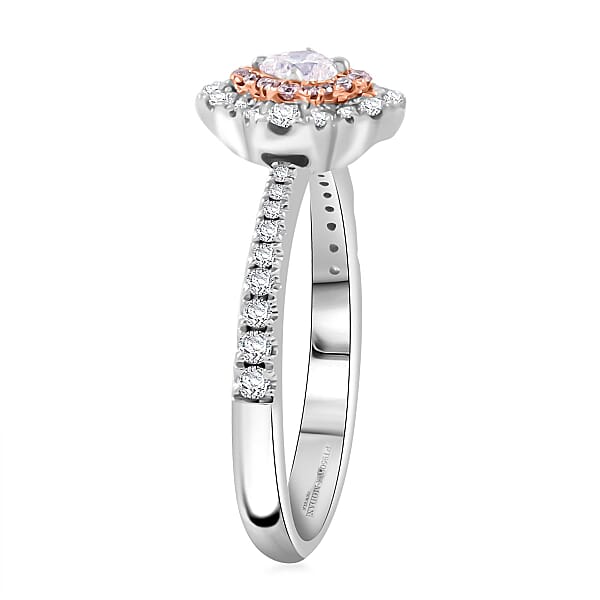 Shop Lc Modani Natural White And Pink Diamond G VVS 0.56 Ctw Ring In 950 Platinum 4.74 Grams