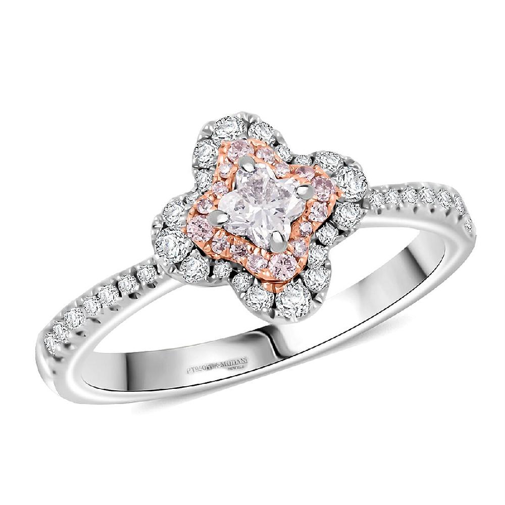 shop lc Modani Natural White and Pink Diamond G VVS 0.56 ctw Ring in 950 Platinum 4.74 Grams