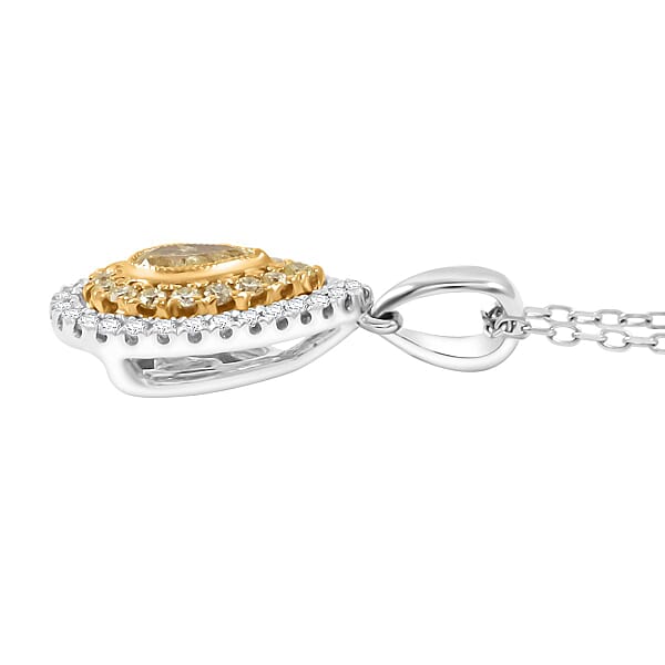Shop Lc Modani Natural Yellow And White Diamond 0.41 Ctw Pendant Necklace In 950 Platinum And 18K Yellow Gold 18 Inches