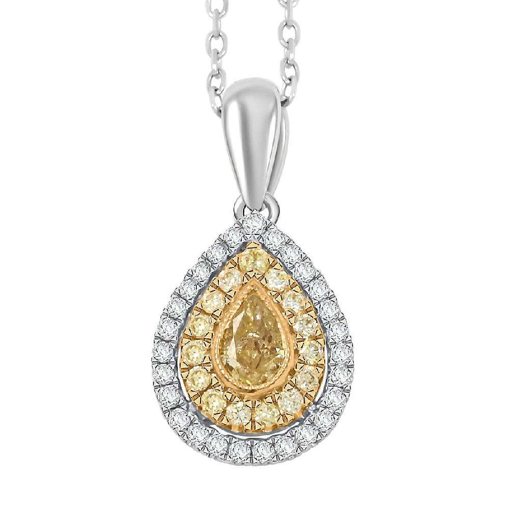 shop lc Modani Natural Yellow and White Diamond 0.41 ctw Pendant Necklace in 950 Platinum and 18K Yellow Gold 18 Inches