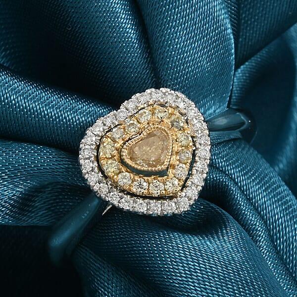 Shop Lc Modani Natural Yellow And White Diamond 0.47 Ctw Ring In 950 Platinum And 18K Yellow Gold 4.96 Grams