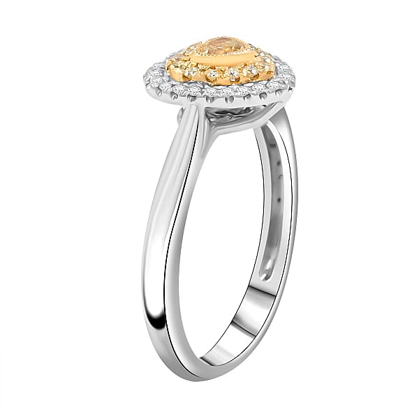 Shop Lc Modani Natural Yellow And White Diamond 0.47 Ctw Ring In 950 Platinum And 18K Yellow Gold 4.96 Grams