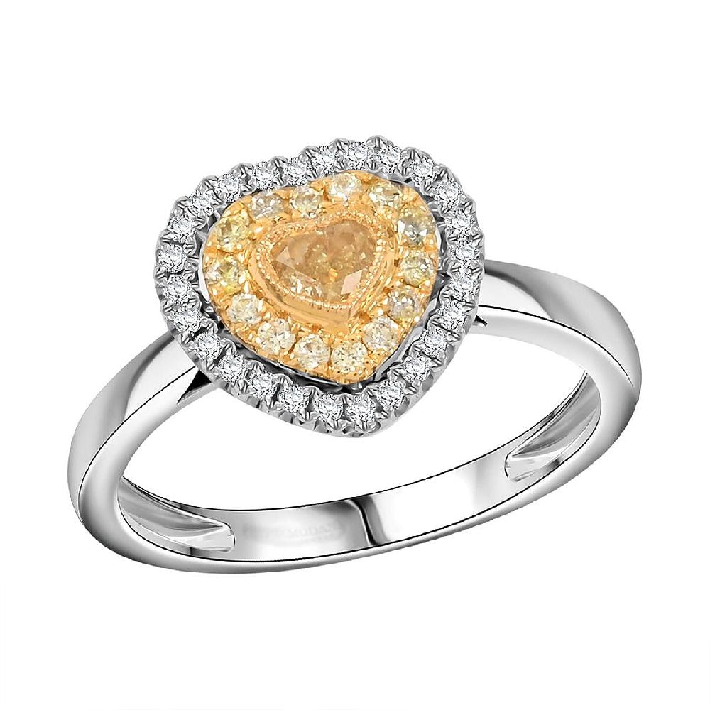 shop lc Modani Natural Yellow and White Diamond 0.47 ctw Ring in 950 Platinum and 18K Yellow Gold 4.96 Grams