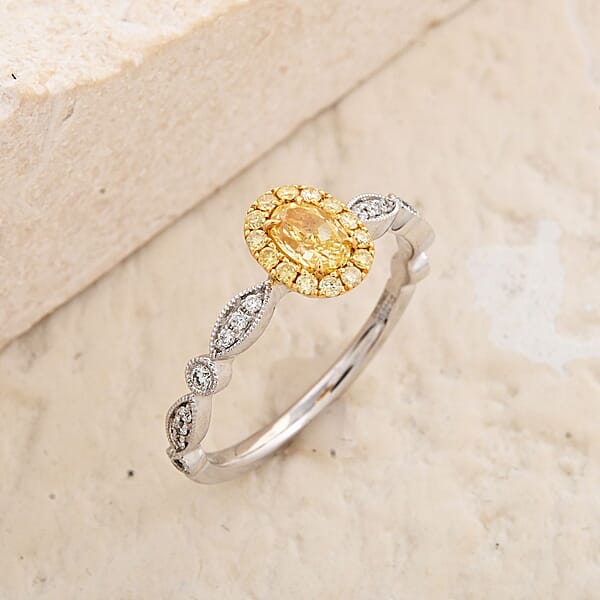 Shop Lc Modani Natural Yellow And White Diamond 0.50 Ctw Ring In 18K White And Yellow Gold