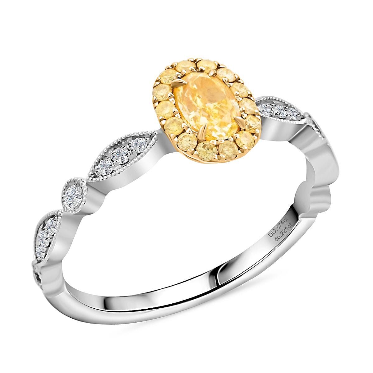 shop lc Modani Natural Yellow and White Diamond 0.50 ctw Ring in 18K White and Yellow Gold