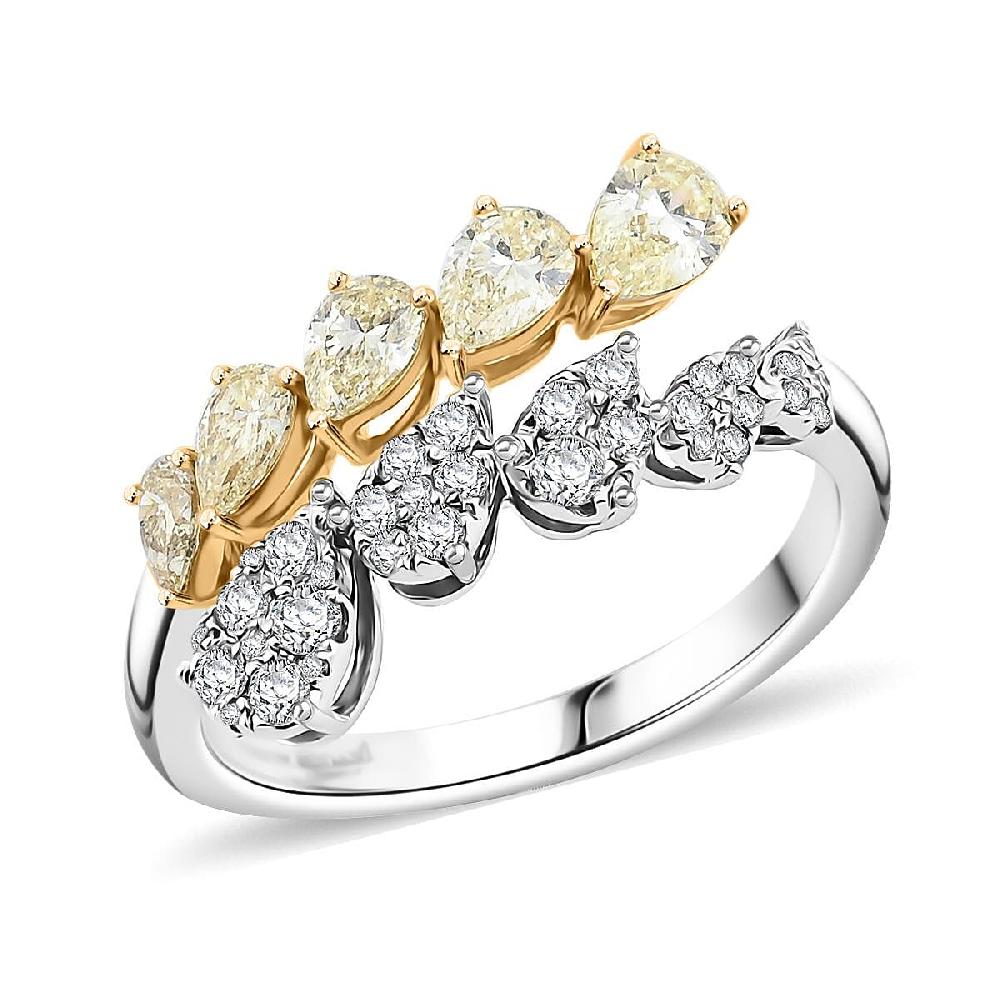 shop lc Modani Natural Yellow and White Diamond Ring in 950 Platinum and 14K Yellow Gold 1.08 ctw
