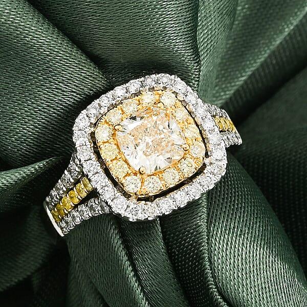 Shop Lc Modani Natural Yellow And White Diamond (SI) 1.70 Ctw Ring In 950 Platinum & 18K Yellow Gold