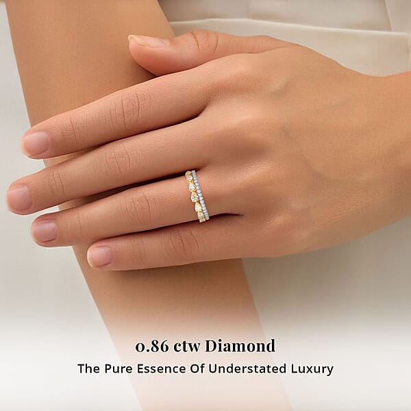 Shop Lc Modani Natural Yellow Diamond And White Diamond SI 0.86 Ctw Ring In 950 Platinum And 14K Yellow Gold