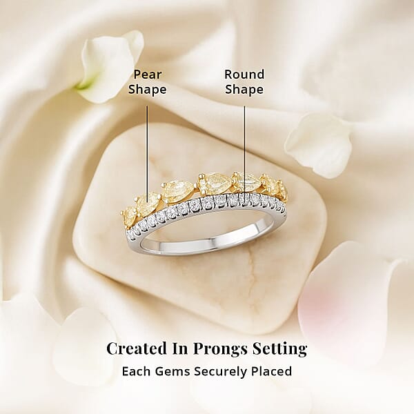 Shop Lc Modani Natural Yellow Diamond And White Diamond SI 0.86 Ctw Ring In 950 Platinum And 14K Yellow Gold
