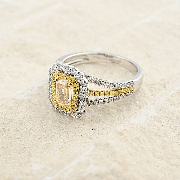 Shop Lc Modani Yellow And White Diamond 1.65 Ctw Ring In 950 Platinum And 14K Yellow Gold 6 Grams