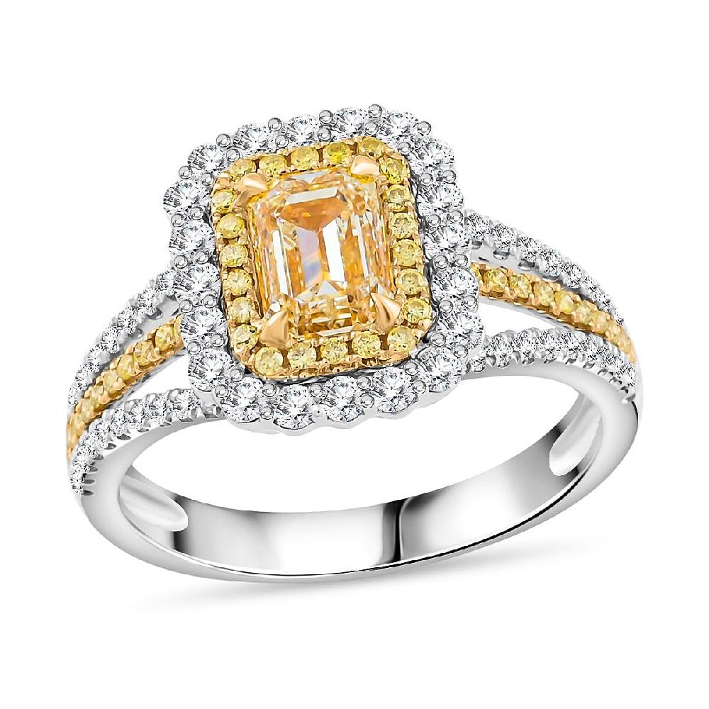 shop lc Modani Yellow and White Diamond 1.65 ctw Ring in 950 Platinum and 14K Yellow Gold 6 Grams