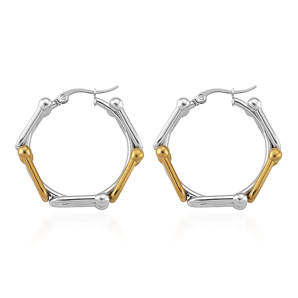 Shop Lc Moderna Cavallo Chain Hoop Earrings In ION Plated YG And Stainless Steel