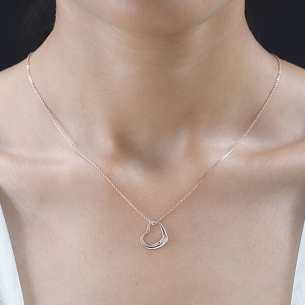 Shop Lc Moissanite 0.05 Ctw Bubble Heart Pendant Necklace Moissanite Heart Pendant Necklace Vermeil Rose Gold Over Sterling Silver Pendant Necklace 20 Inches Pendant Necklace