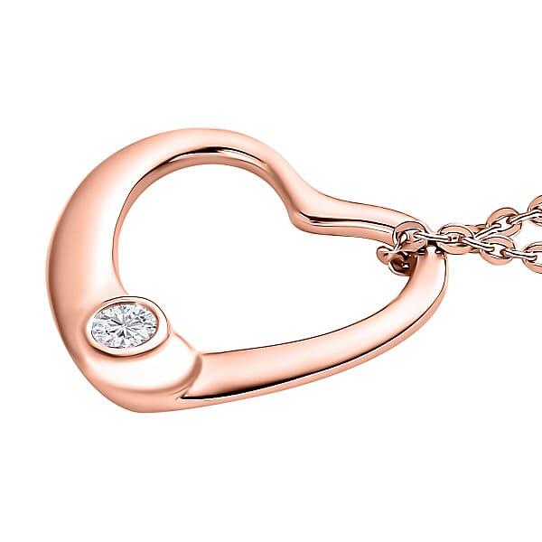 Shop Lc Moissanite 0.05 Ctw Bubble Heart Pendant Necklace Moissanite Heart Pendant Necklace Vermeil Rose Gold Over Sterling Silver Pendant Necklace 20 Inches Pendant Necklace