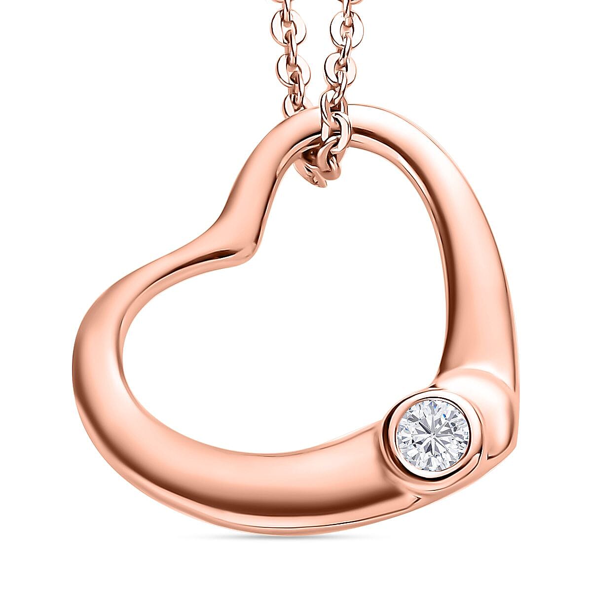 shop lc Moissanite 0.05 ctw Bubble Heart Pendant Necklace Moissanite Heart Pendant Necklace Vermeil Rose Gold Over Sterling Silver Pendant Necklace 20 inches Pendant Necklace