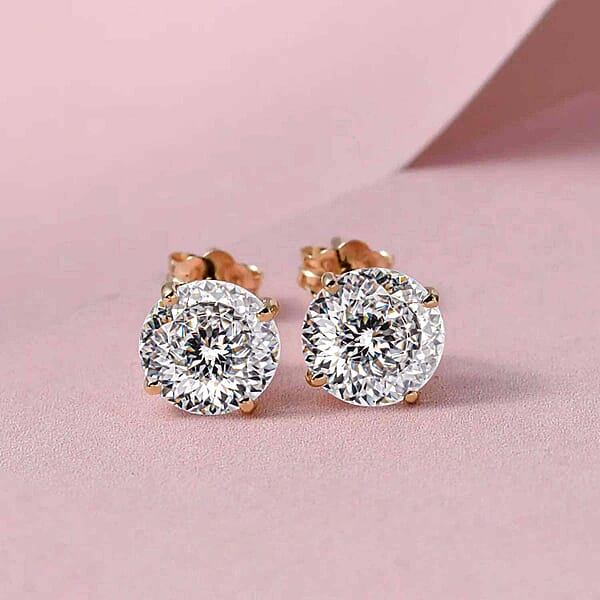 Shop Lc Moissanite 1.80 Ctw Earrings 10K Yellow Gold Earrings Stud Earrings Solitaire Studs Gold Studs 120 Facets Moissanite Earrings (Del. In 10-12 Days)