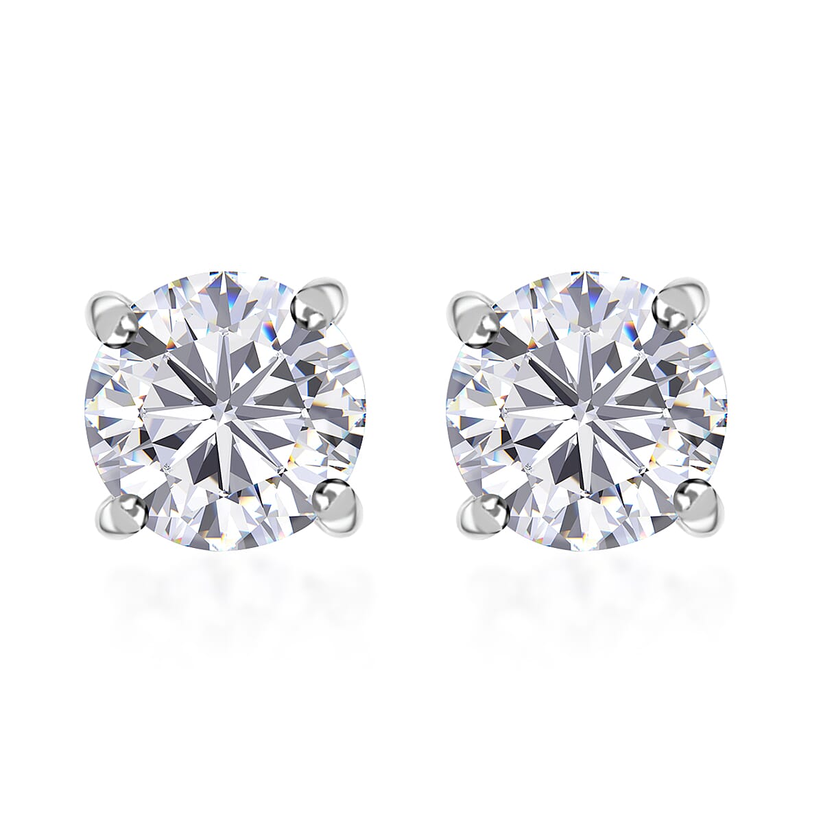 shop lc Moissanite 1.85 ctw Solitaire Stud Earrings in 950 Platinum Moissanite Earrings Stud Earrings Platinum Earrings