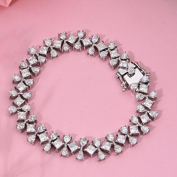 Shop Lc Moissanite 13.10 Ctw Celestial Bow Bracelet In Rhodium Over Sterling Silver (6.50 In)