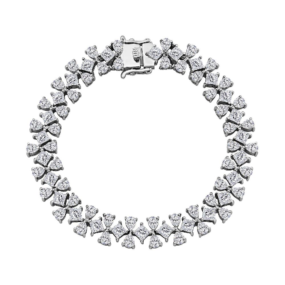 shop lc Moissanite 14.85 ctw Celestial Bow Bracelet in Rhodium Over Sterling Silv (7.25 In)