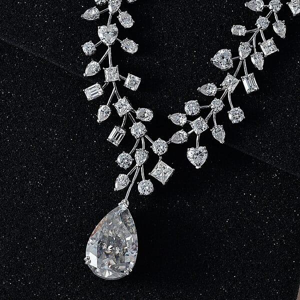 Shop Lc Moissanite 142.50 Ctw Necklace In Platinum Over Sterling Silver 18 Inches