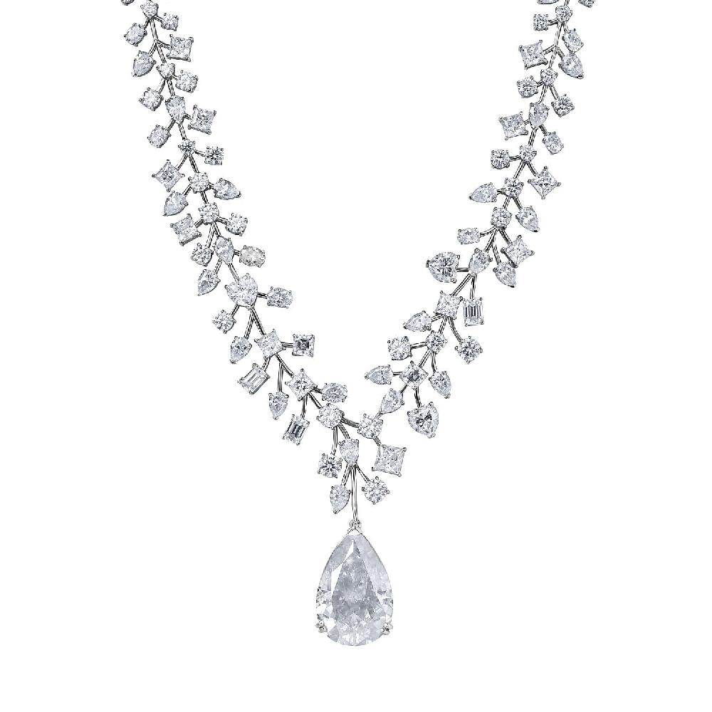 shop lc Moissanite 142.50 ctw Necklace in Platinum Over Sterling Silver 18 Inches