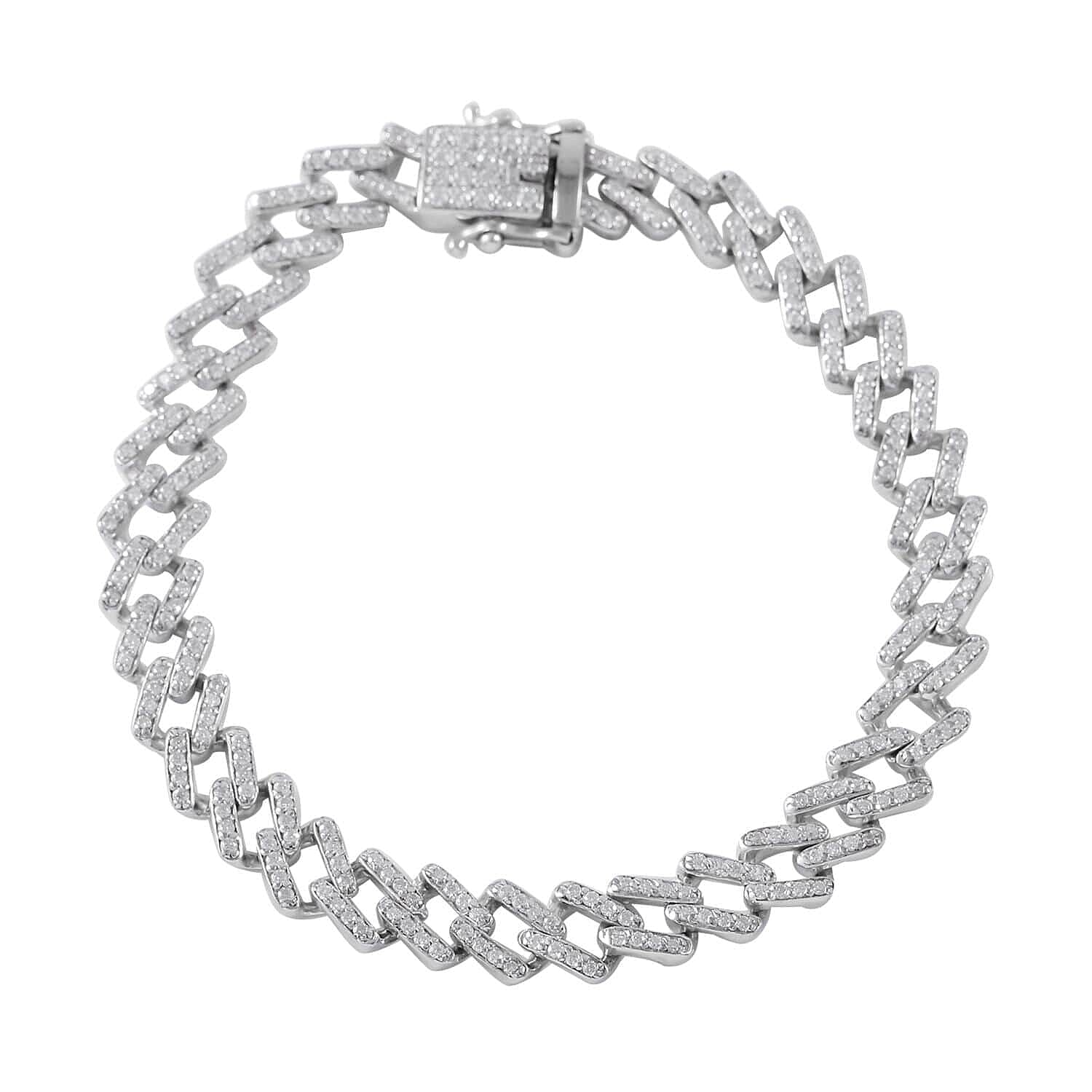 shop lc Moissanite 2.75 ctw Curb Bracelet in Platinum Over Sterling Silver (7.25 In)