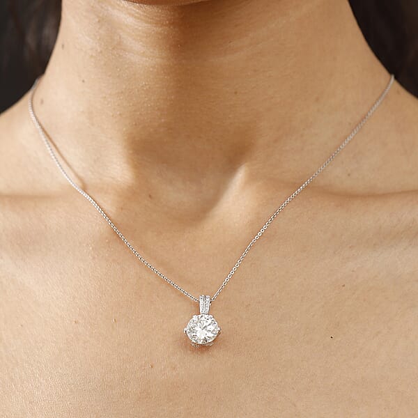 Shop Lc Moissanite 4.00 Ctw Crown Pendant Necklace In 10K White Gold 20 Inches